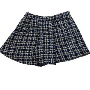 Charlotte Ronson New York Tweed Shorts Skirt Blue White Black Women's M